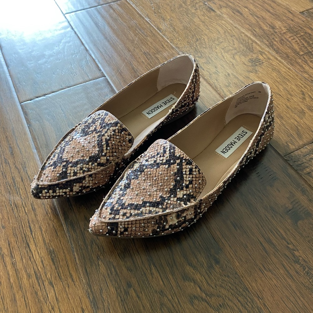 Steve Madden Snake Skin Studded Loafers